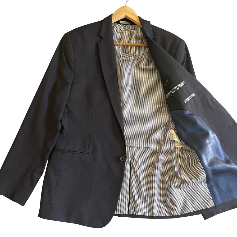 Banana Republic Blazer Mens Wool 42R Navy Blue Modern Slim Fit Italian Fabric